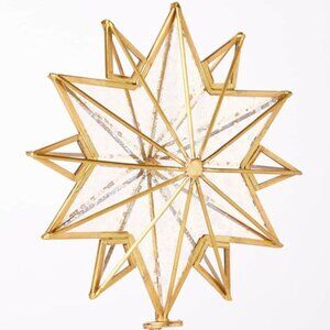 Anthropologie Mercury Glass & Brass Star Tree Topper